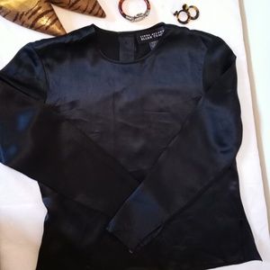 Silk petite long sleeve blouse